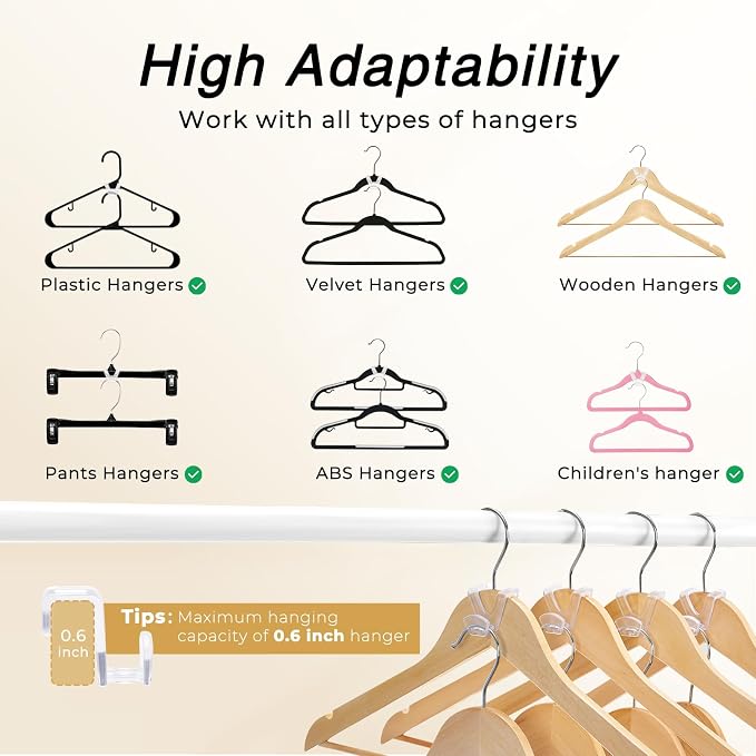 HOUSE DAY Closet Organizers and Storage, Dorm Room Essentials 60 Pack | Clear Clothes Hanger Connector Hooks, Heavy Duty Hangers Organization, Premium Space Saving Hangers for College - Image 4