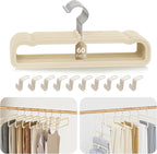 Velvet Felt Pants Hangers 60 Pack, with Cascading Hooks (Ivory) by UEAKPIC