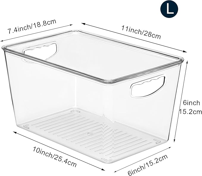 theaoo Large Clear Storage Bins with Lids, Stackable Containers, 8 Pack - Image 5