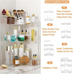 SUNZOS 3-Tier Corner Bathroom Counter Organizer, Bathroom Organizer Countertop with Makeup Brush Holder, Vanity Makeup Cosmetic Storage, Corner Storage for Kitchen, Dresser - Image 6