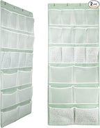 2 Pack-18 Pocekts Over the Door Shoes Organizer,Behind Door Hanging Storage Pocekt for Sock,Underwear,Hat,Handbag,Back of Door Hanging Shelf for Bedroom,Bathroom,Entryway,Storeroom,Pantry,Dorm,Nursery by KANCNT