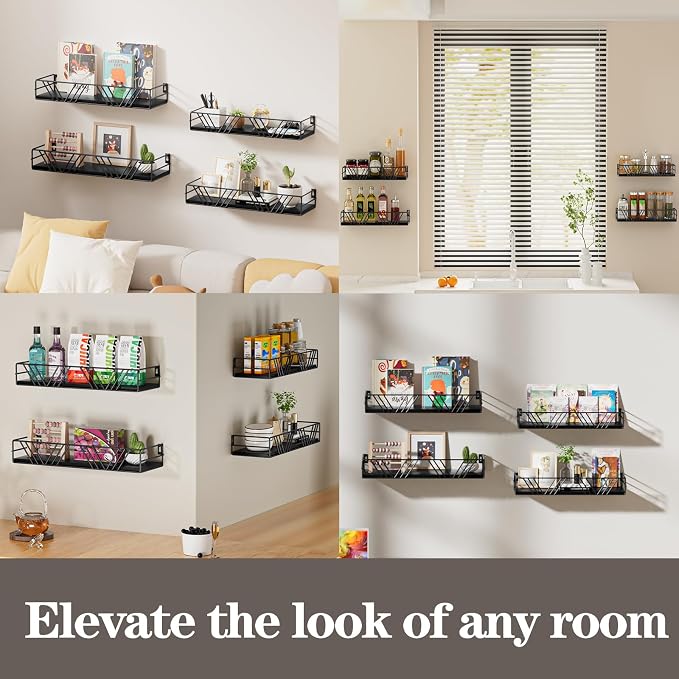 Amaoot Floating Shelves for Wall Set of 4, Wall Shelf Wood Floating Shelf - Image 7