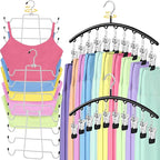 TomCare 4 Pack Space Saving Hangers, 2 Tank Top and 2 Leggings Organizers | 360° Swivel Design, 20 Clips for Leggings and Yoga Pants, Stainless Steel Hanging Closet Organizer by TomCare