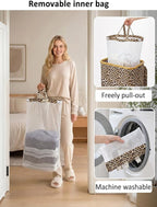 IEGrow Laundry Hamper with Lid,110L Laundry Basket with Bag,Leopard Print - Image 3