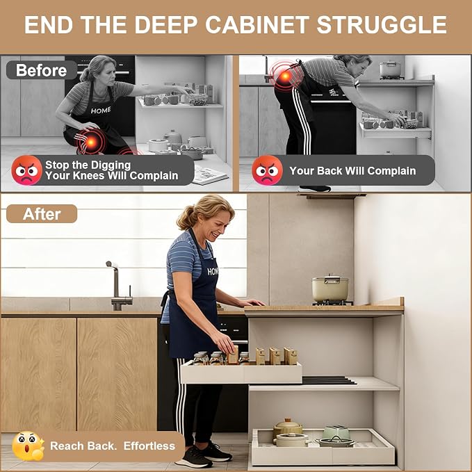 Fokyfok Pull out Cabinet Organizer,7"-11"W,17"-24"D,Expandable,Adhesive - Image 4