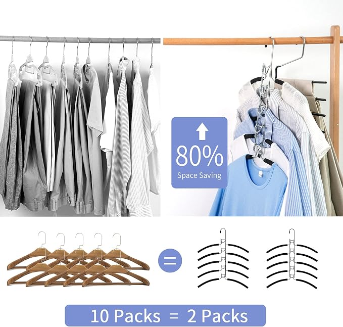 Nature Smile No Shoulder Bump Multiple Sweater Coat Clothes Hangers,Multi Layers Space Saving T Shirt Blouse Rack(4 Pack Black Color) - Image 6