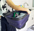 SAMMART 42 (11 Gallons) Collapsible Plastic Laundry Basket, Foldable Pop Up Storage Container/Organizer, Space Saving Hamper, Portable Bin for Dorm Room Bathroom (1, Black/Dark Purple) - Image 3