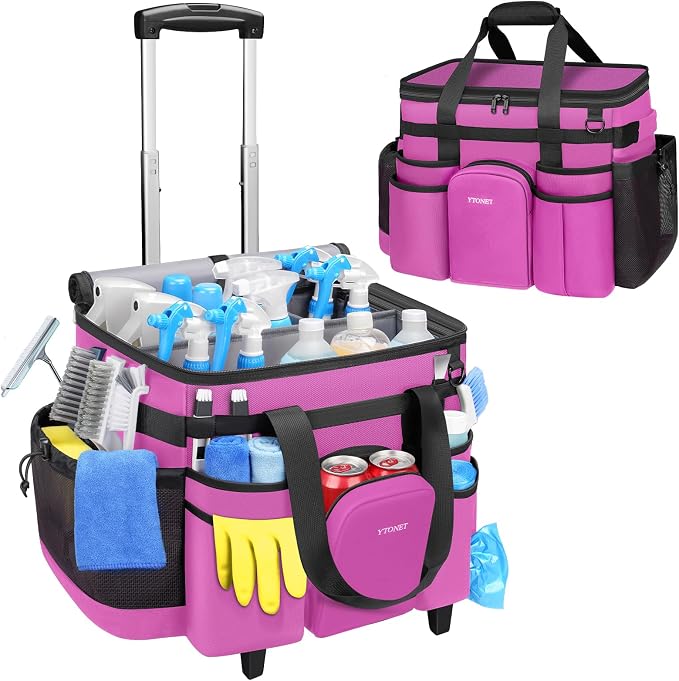 Ytonet Large Cleaning Caddy with Wheels, Cleaning Supplies Organizer by YTONET