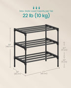 SONGMICS Shoe Rack, 3-Tier Stackable Metal Shoe Organizer, 17.7" Wide - Image 3
