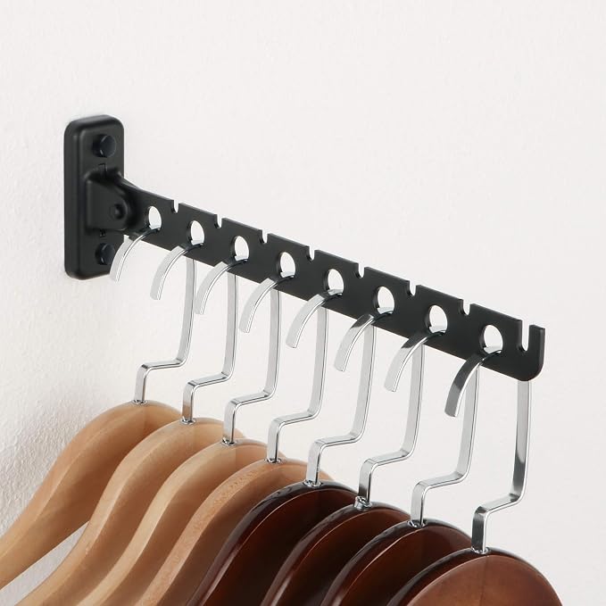 Alise Clothes Drying Rack Wall Mounted,Foldable Coat Hanger Black,1P by Alise