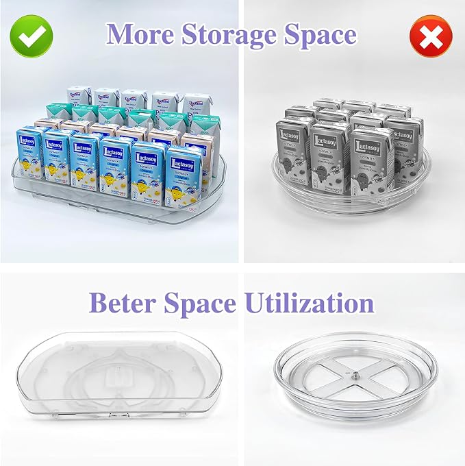 Incostar 360° Rotating Lazy Susan Turntable - Multifunctional Rectangular Organizer for Refrigerator, Cabinet, Pantry, and Kitchen Countertop (15.2" x 11.4", 2 Pack) - Image 6
