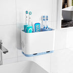 Toothbrush and Toothpaste Holders for Bathrooms Countertop - Detachable 5 Slots Kids Electric Toothbrush Holders Set Wall Mounted with Removable Dividers for Bathroom Decor and Accessories Organizer by Homtalker