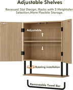 RUSTOWN Fluted Bathroom Wall Cabinet with 2 Doors, 3-Tier Medicine Cabinet - Image 7