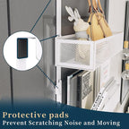 Consumest Over The Door Hooks Organizer - 3 Tier Door Hanger with 9 Coat Hooks & 2 Mesh Basket, Back Storage Organizer Hanging Towels for Bathroom, Bedroom, White - Image 2