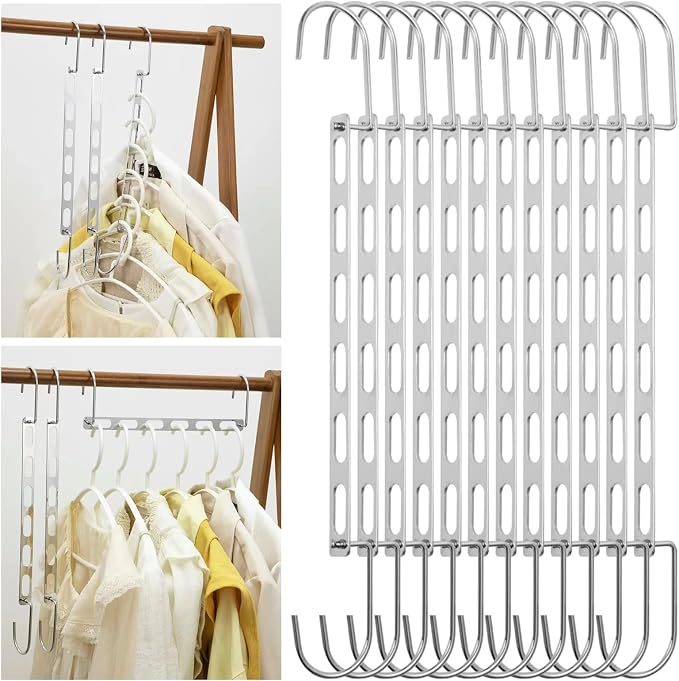 12 Pieces Space Saving Metal Collapsible Hangers for Heavy Clothes, Closet Space Savers Metal Hanger Organizer for Dorm, Room Essentials Storage by WONGPERG