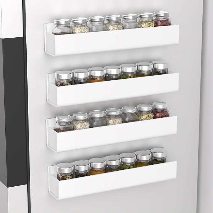 PMMASTO 4-Pack White Acrylic Spice Rack Organizers for Cabinet Doors - Image 2