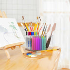Absonic 250pcs Acrylic Pencil Holder Marker Organizer, Back to School 360-Degree Rotating Pen Holder, Crayon Organizers for Kids Pencil Organizer Caddy Art Supply Lazy Susan Organizer for Desk Office - Image 6