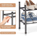 STORAGE MANIAC Expandable Shoe Rack for Closet, 8 Pairs Stackable Small Shoe Rack, Metal Adjustable Shoes Organizer for Entryway, Hallway, Garage, Front Door, Shoes Shelves, Black 2 Tier - Image 5