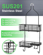 SMARTAKE Hanging Shower Head Caddy, Shower Shelf Organizer, Black - Image 6