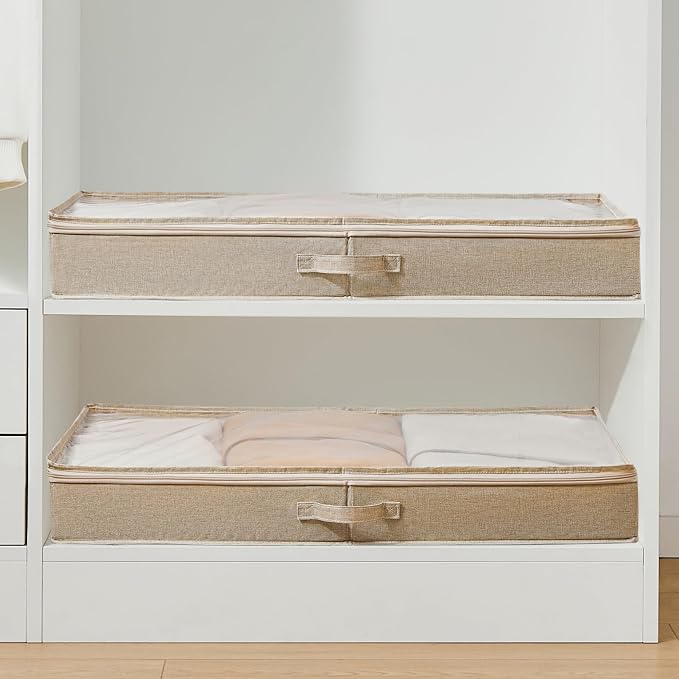 Berdeng 3 Pack Under Bed Storage Containers, Low Profile Underbed Shoes and Clothes Storage Organizer with Sturdy Sidewalls/Bottom, Large Dorm Storage Bins,33 * 17 * 4.5 inches,45L - Image 7