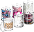 6 Pcs Acrylic Qtip Holder, Cotton Ball Holder Jars with Lids, Clear by XIPENGKEJI