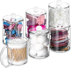 6 Pcs Acrylic Qtip Holder, Cotton Ball Holder Jars with Lids, Clear by XIPENGKEJI
