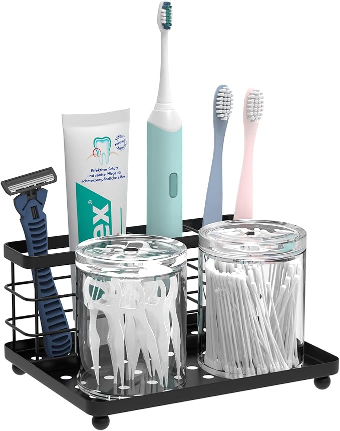 Luxspire Toothbrush Holders for Bathroom, Stainless Steel, 3 Slots, Black by Luxspire