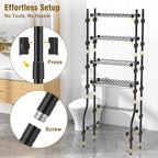EAGMAK 4 Tier Over The Toilet Storage Rack, Bathroom Organizers and Storage Over Toilet with Adjustable Shelf and Basket, Above Toilet Storage Bathroom Cabinet for Small Space (Black) - Image 6