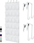 GORILLA GRIP Over the Door Shoe Organizer, 24 Large Pockets, White | Breathable Mesh Pocket, Space Saving Hanging Storage Holder, Closet Rack Hanger for Shoes, Pantry and Bathroom Accessories by Unknown