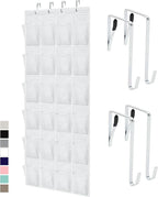 GORILLA GRIP Over the Door Shoe Organizer, 24 Large Pockets, White | Breathable Mesh Pocket, Space Saving Hanging Storage Holder, Closet Rack Hanger for Shoes, Pantry and Bathroom Accessories by Unknown