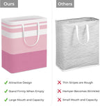HomeHacks 2 Pack Laundry Baskets, Laundry Hampers Bags (Grey+Pink 125L) | Waterproof, Freestanding, Collapsible Clothes Hamper with Reinforced Handles in Laundry Room, Dorm, Bathroom, Bedroom - Image 3