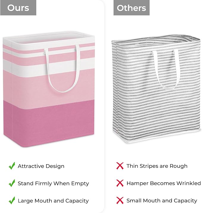 HomeHacks 2 Pack Laundry Baskets, Laundry Hampers Bags (Blue+Pink 125L) | Waterproof, Freestanding, Collapsible Clothes Hamper with Reinforced Handles in Laundry Room, Dorm, Bathroom, Bedroom - Image 3