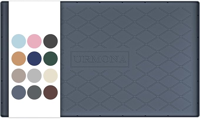 URMONA Under Sink Mat for Kitchen Waterproof, 37" x 22" Silicone Under Sink Mat for Shelf Liner Organizer, Cabinet Sink Protector Under Sink Liner for Bottom Kitchen, Bathroom(Dark Grey) by URMONA