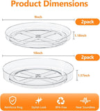 4 Pack Clear Lazy Susan, 9+10 Inch Turntable Organizer, Non-Skid Rotating Tray for Cabinet, Kitchen Pantry Organization and Storage, Acrylic Spinner for Refrigerator, Bathroom Vanity and Spice Rack - Image 4