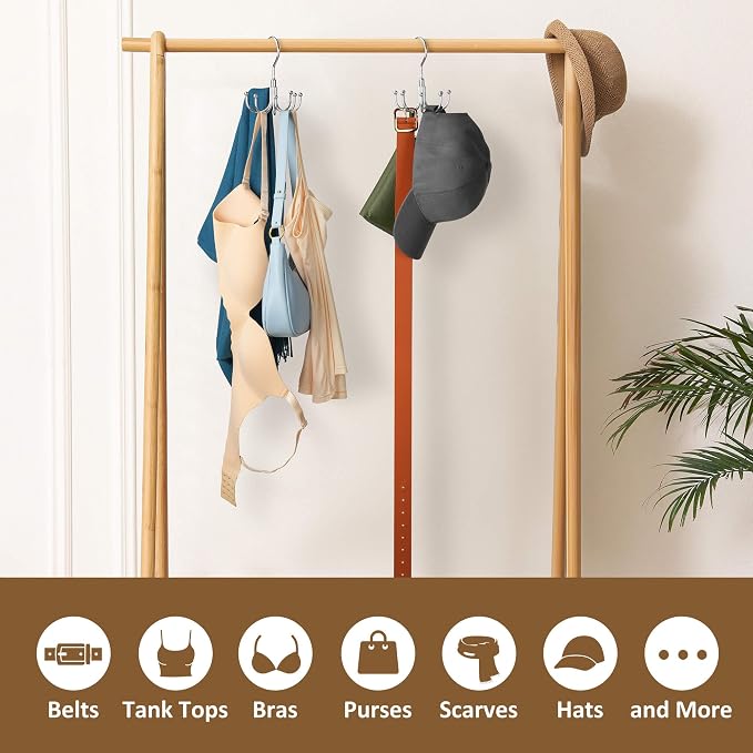 ZEDODIER Space Saving Hangers for Clothes,Rotatable Sturdy Shirt Hangers with 8 Hooks, Non Slip Multiple Shirt Organizer for T-Shirts Sweatshirts Hoodies, Silver - Image 7