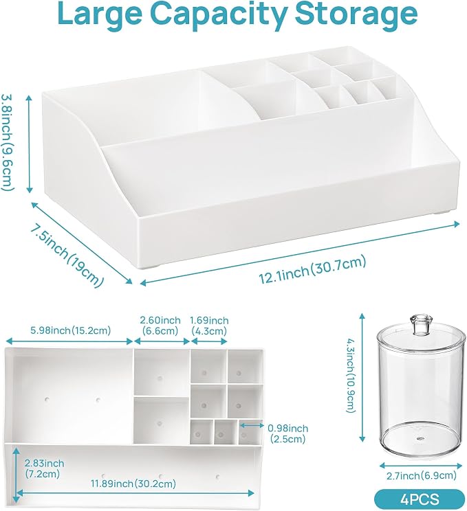 Vtopmart 5 PCS Bathroom Countertop Organizer Sets, White - Image 2