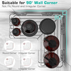 YASONIC Corner Adhesive Shower Caddy, with Soap Holder and 12 Hooks, Rustproof Stainless Steel Bathroom Organizer, No Drilling Wall Mounted Rack, Brushed Silver, 3-Pack - Image 6