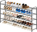 KEETDY 4-Tier Long Shoe Rack for Closet Metal Shoe Organizer for Entryway, Wide Stackable Shoe Storage Shelf with Sturdy Wire Grid for Closet Floor, Bedroom, Black by KEETDY