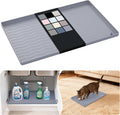 URMONA Waterproof Silicone Under Sink Mat 16'' x 10'' Shelf Liner for Kitchen and Bathroom, Cabinet and Counter Protector, Storage and Organizers, Litter Mat, Pet Cat Puppy Essentials(Light Grey) by URMONA
