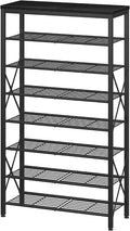 8 Tier Shoe Rack for Closet, Tall Shoe Storage for 32 Pairs, Adjustable Shoe Organizer for Front Door Entrance Bedroom Garage, Black by Unknown