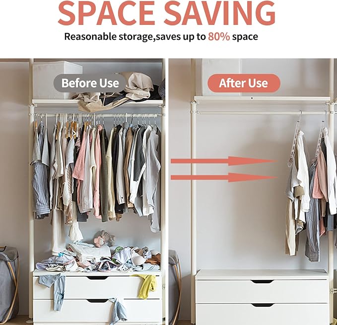Metal Space Saving Hangers for Clothes, Collapsible Hanger Organizer 10Pack - Image 4