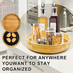 Wooden Lazy Susan Organizer for cabinet-12 Inch Bamboo Kitchen Turntable Organizer with Double Handles-Large Bamboo Lazy Susan for Table Top, Countertop, Cabinet, Pantry, Dining Table - Image 3