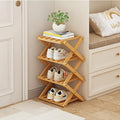 4 Tier Foldable Shoe Rack, Bamboo Vertical Shoe Organizer Tall for Multifunctional Narrow Shoe Shelf for Entryway, Closet, Corner, Bedroom, Hallway(Natural) by XZXWZX