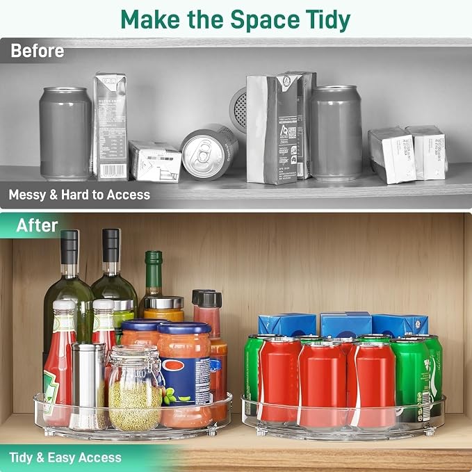 Optish 4 Pack Lazy Susan Organizer, 9.5 Inch Lazy Susan Turntable for Cabinet, Refrigerator Organizer for Pantry Organizers and Storage, Non-Skid Fridge Organizer - Image 5