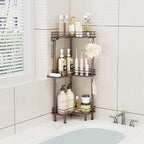 Consumest Corner Shower Caddy Standing - 3-Tier Stainless Steel Shower Organizer with Soap Holder and 4 Hooks, Large Capacity Corner Shelf Stand for Bathroom, Rest Room, Bronze - Image 7