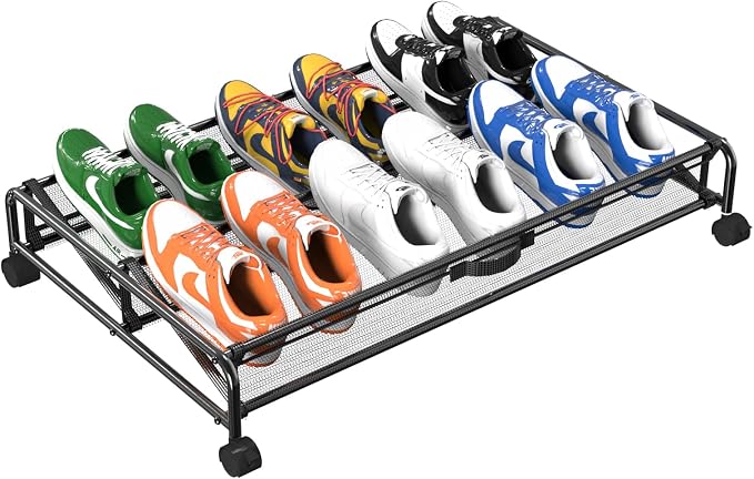 Under Bed Shoe Storage, Rolling Under-bed Storage Containers by KOSIWU