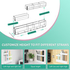 Acrylic Straw Organizer for Cabinet Door - 9.5'' Large Transparent Adjustable 3-Part Reusable Drinking Straw Holder Dispenser Kitchen Accessories Container Cupboard Door Mounted - Image 5