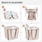 STORAGE MANIAC Collapsible Laundry Basket, 16.9 Gal. Large Pop-up Laundry Hamper with Long Carry Handles, Space-Saving Foldable Clothes Hamper with Bottom Elastic Band, Travel Laundry Bags, Oat Beige - Image 7