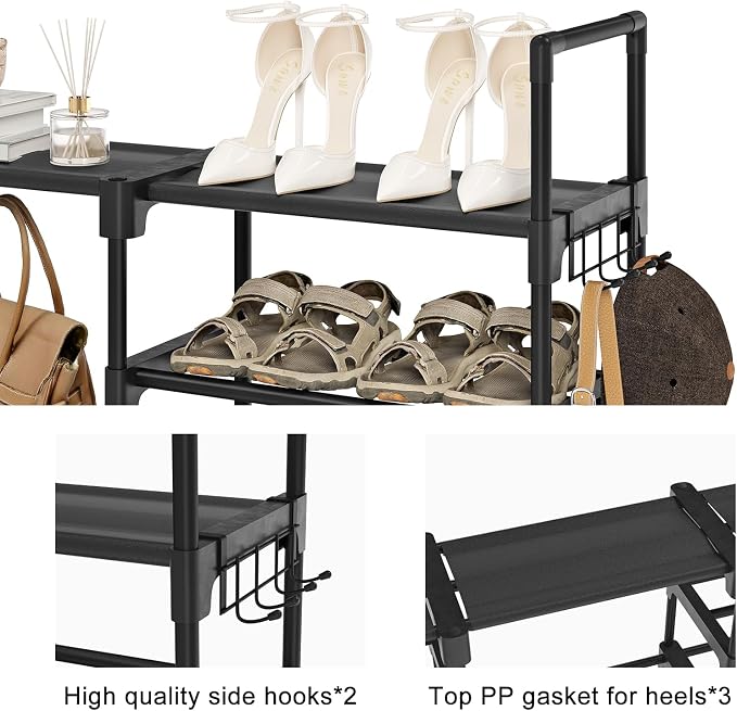 WOWLIVE 9 Tier 3-Column Shoe Rack, 50-55 Pairs Stackable Black - Image 6