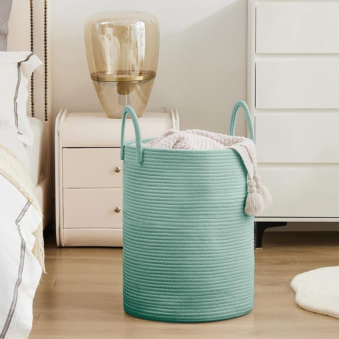 YOUDENOVA Cotton Rope Laundry Hamper Basket, 58L Blanket Basket for Nursery - Image 5